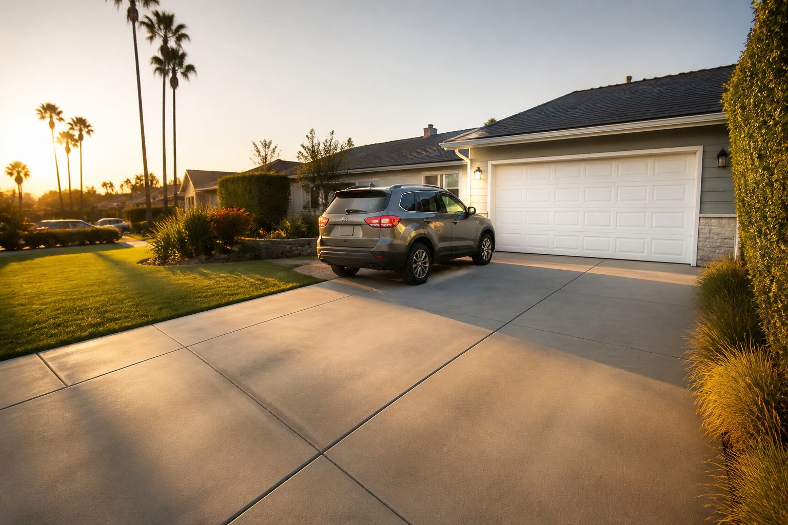 Sunny Southern California driveway with an open stall ready to list