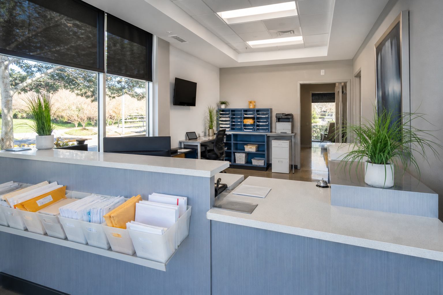 Bright mail receiving lobby ready for a Smart MailScan partner office